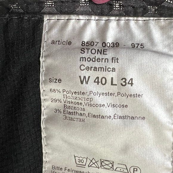 Alberto Ceramica Stone Pants Men 40x34 Gray Modern Fit Straight Leg Smart Casual - Picture 12 of 14